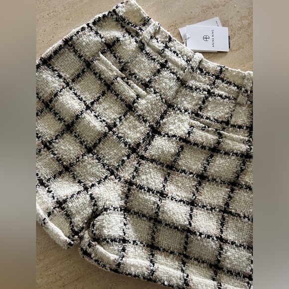 NWT Anine Bing Becky plaid tweed shorts size 38 - Picture 5 of 7